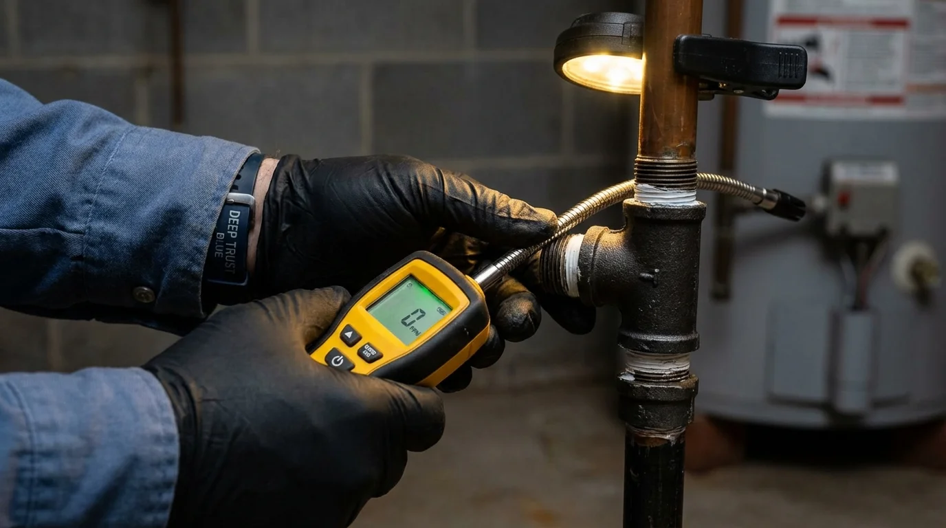 Gas leak detection with electronic sniffer by Johns Plumbing LLC in Ridgely